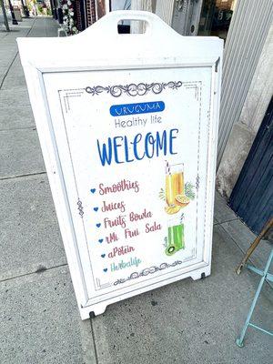 Walk by sign of the menu as an overview