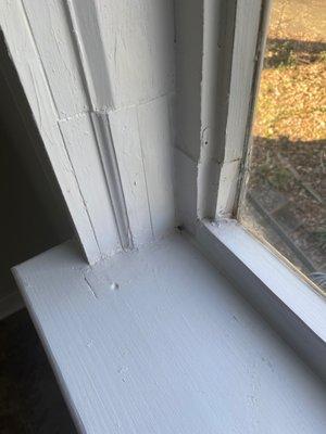 Rematches window frame on left