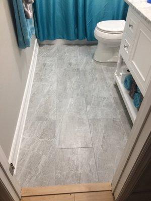 Porcelain tile in bathroom