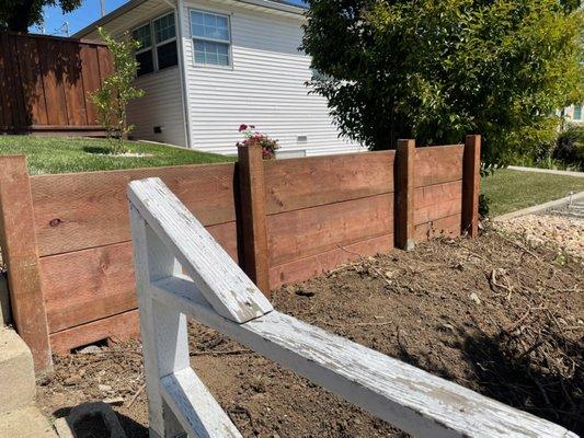 Retaining wall installation.