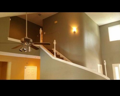 Before stairway railing