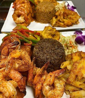 Black rice and shrimp