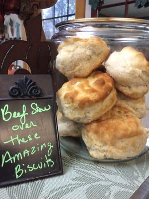 Big beautiful biscuits and the stew IS amazing