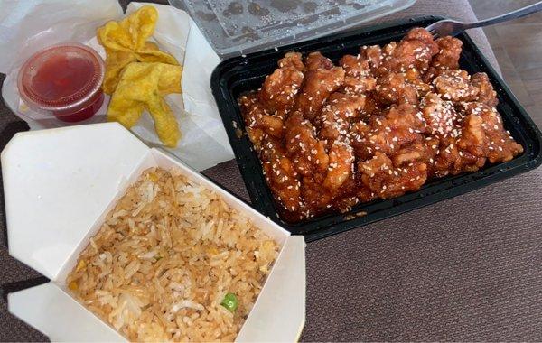 Sesame Chicken w/ Crab Rangoons