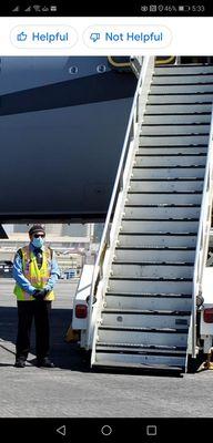 Security guard at the aircraft door