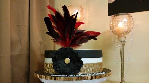 buttercream/fondant roaring 20s theme run cake