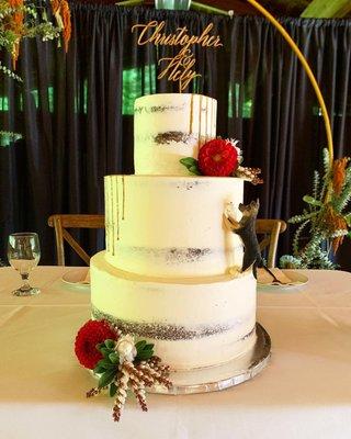 Three Tiered Wedding Cake, top tier is vegan and gluten free.