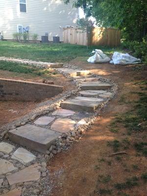 French Drain/Walkway with steps.