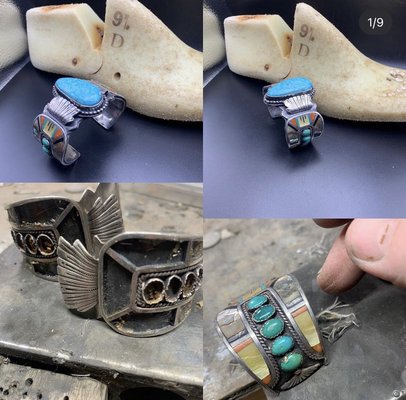 Make a custom turquoise bracelet out of a vintage broken watch band