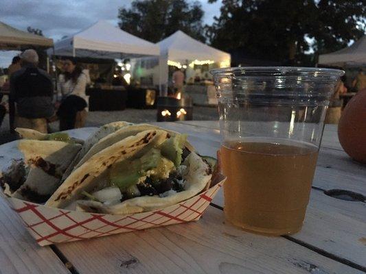 Ruth's Lager from County Line Brewing and steak tacos from BBQ Wagon.  Nothing like the 34th St. Market on a Tuesday night.