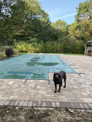 Pool area,hot tub area,and Bilco door