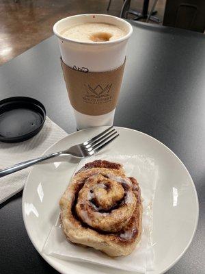 Gluten free cinnamon roll & a cappuccino