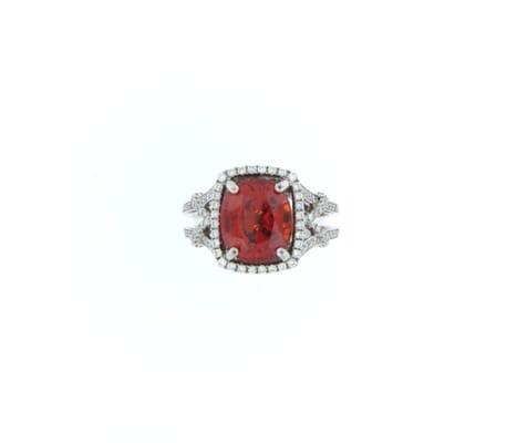 Mandarin Garnet and Diamond Ring