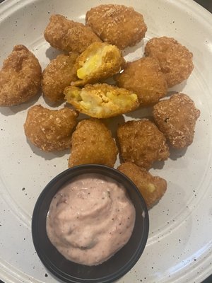 Corn Fritters with our Cranberry Aioli