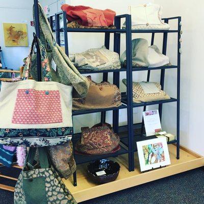 Upcycled Fabric Accessories by local artist, Caryne Mount.