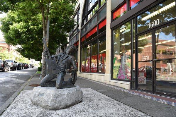 Hunters Capital "Jimi Hendrix" statue located off Broadway.