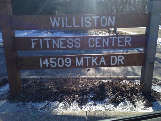 The entry sign to the Williston Fitness Center.