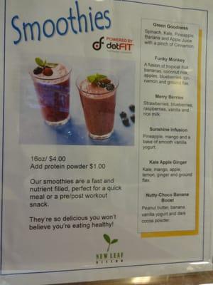 Smoothie Menu