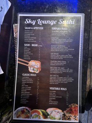 Sushi Menu