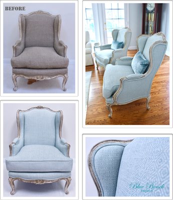 Before & After  - Pair of Winged Back Chairs