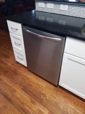 New dishwasher placed where it needed to be.