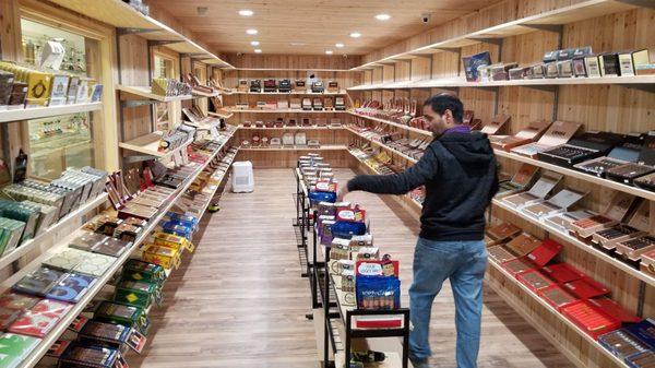 The walk in humidor, nicely displayed / organized