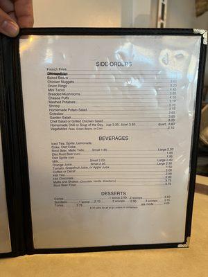 Side Order/Beverage Menu