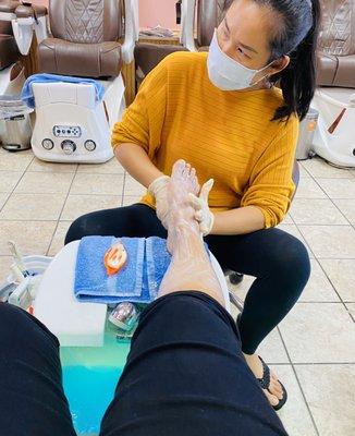 Hot stone pedicure