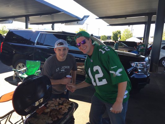 SilverStreak in the background passengers to the Philadelphia Eagles game-tailgating