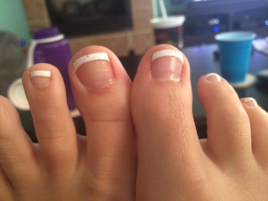 24 hours after pedi. So disappointing! :(