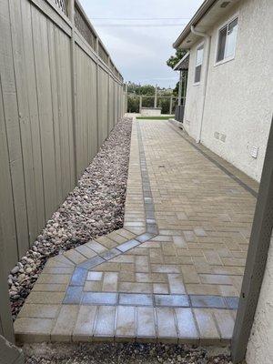 Freshly sealed pavers