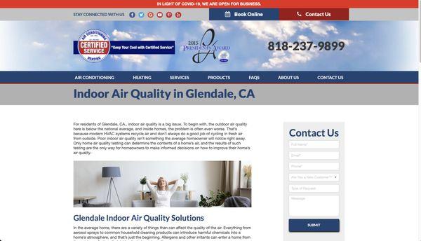 She said they don't do air quality test but yet it's all over their website.