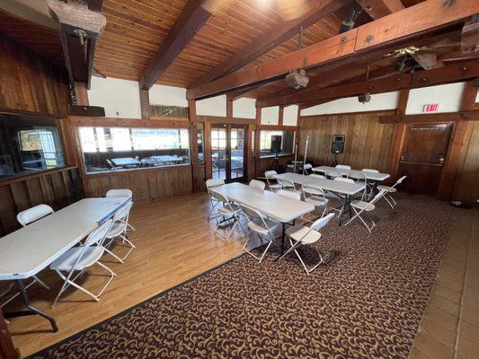 Main room set up with 8ft tables