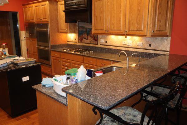 Under cabinet lighting in a kitchen