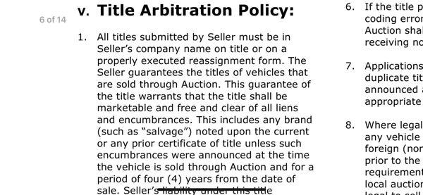 NAAA arb policies for title brands