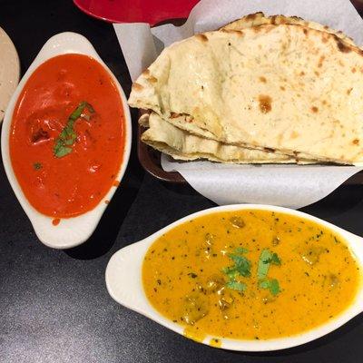 Butter Chicken and Lamb Korma with Paneer Naan and Keema Naan. #DustinEatsSF