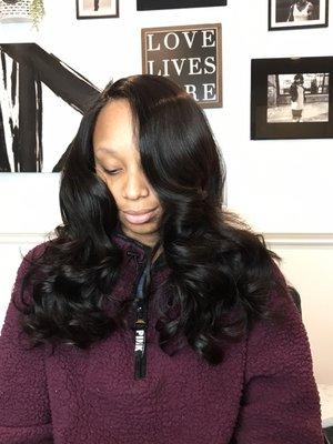 Our Beautiful Vintage Wave Extensions using a sewn weaving method!