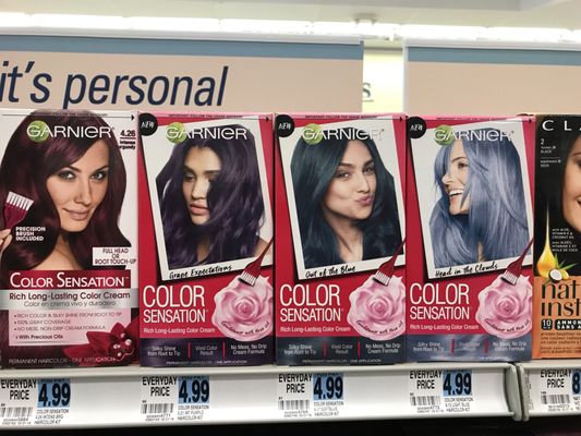 I always check the bright hair colors available.