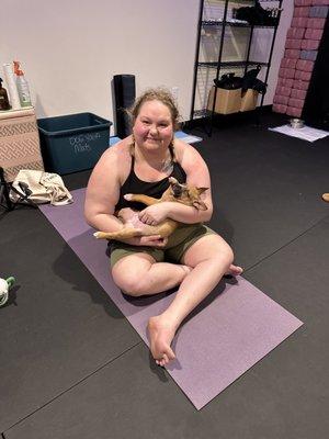 Puppy yoga class