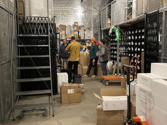 Kogod distribution employees readying for a wine tasting to purchase wines to sell