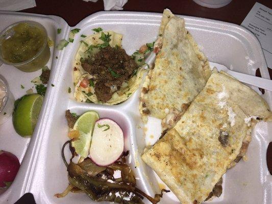 Steak Quesadilla plus 2 more pieces I smashed