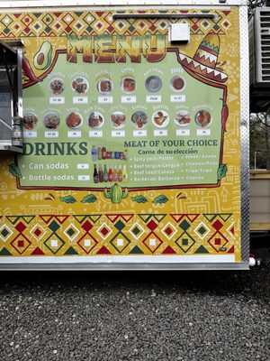 Menu on side of truck