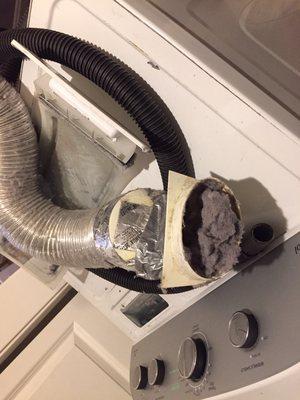 A clogged dryer vent we serviced. Fire hazard