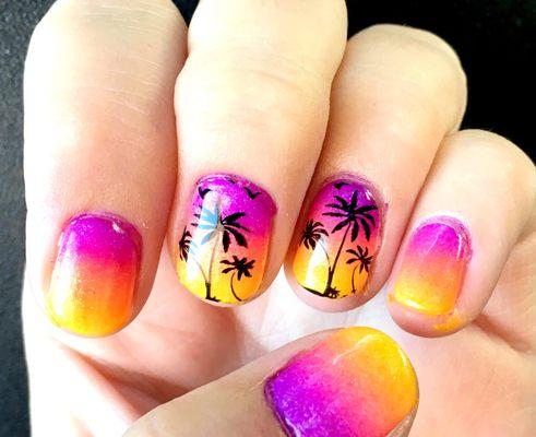 End of summer sunset Nails by Lauren