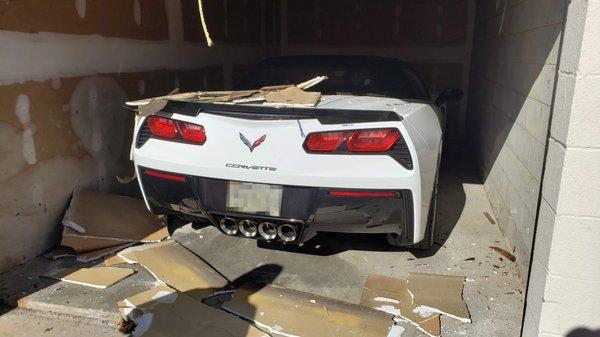 Debris from falling ceiling on my car. Crofton Public Storage