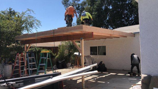 Wooden patio installation