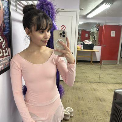 Pink leotard for adult beginner class