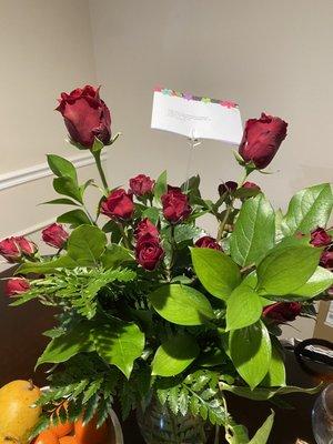 The roses my wife for for Valentine's Day.