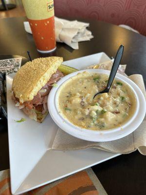 Deluxe Original half with loaded baked potato soup