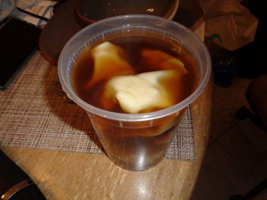 Container of Large Wonton Soup without Vegetables